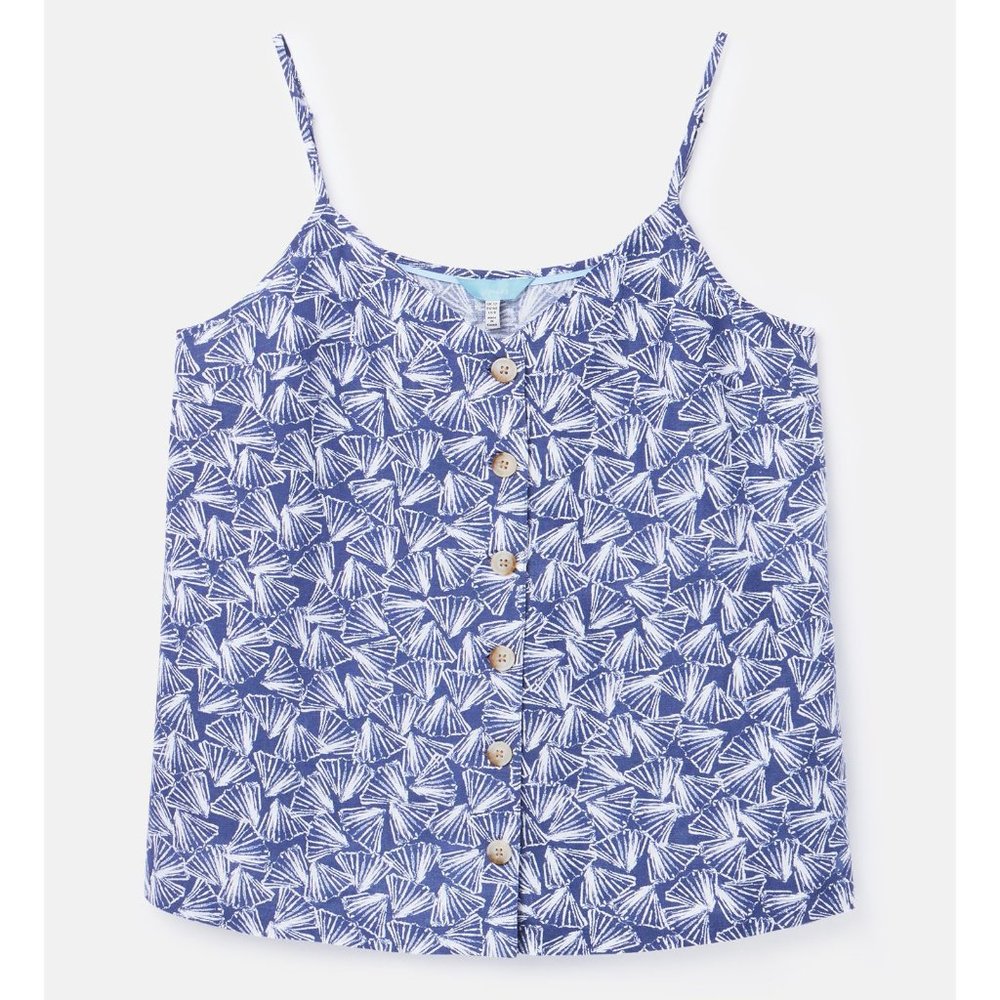 NWT Womens Size 4 6 8 14 Joules Blue Carper Print Button Through Cami Tank Top